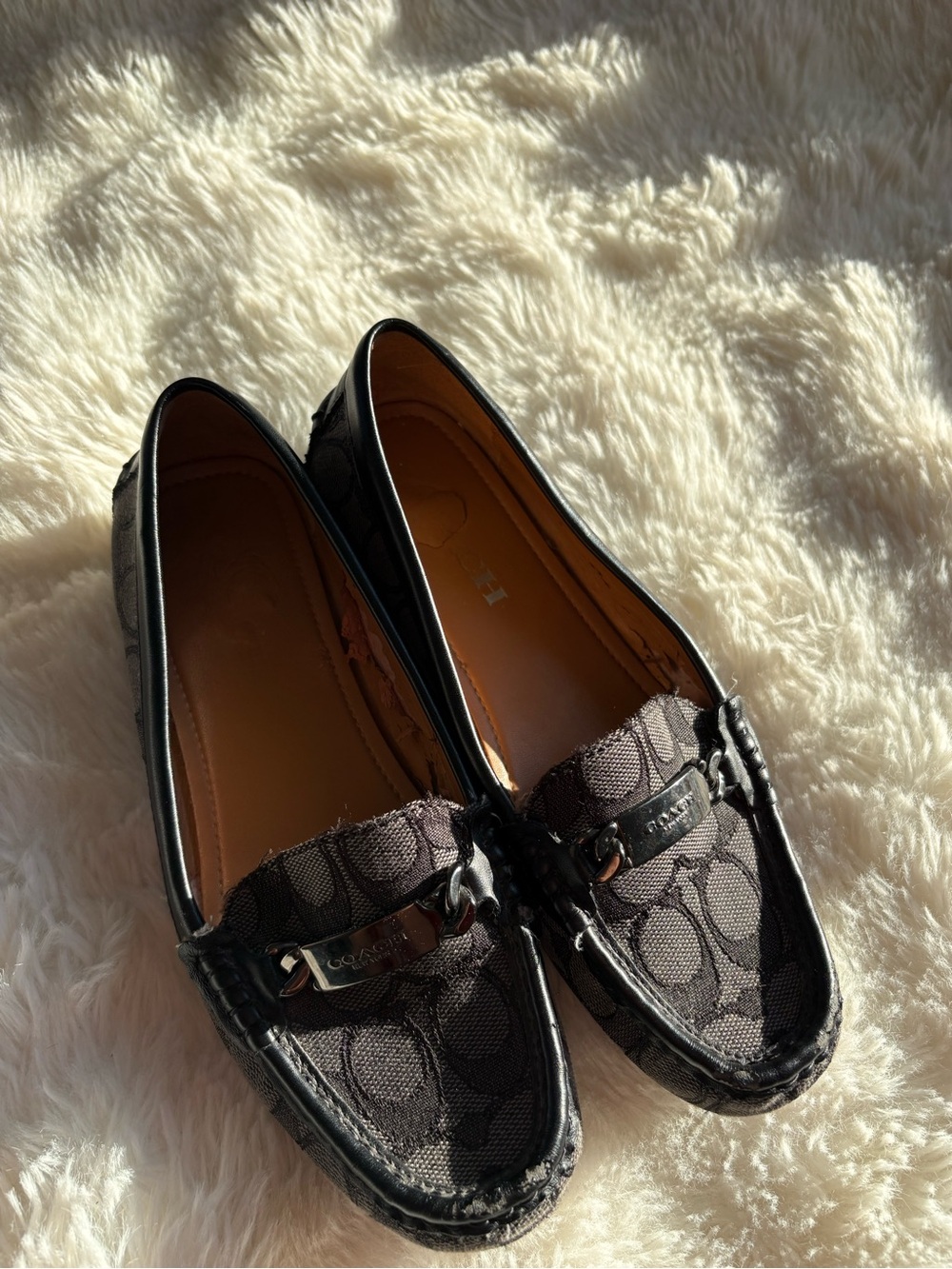 Coach Black Signature Jacquard Metal-Bit Loafers - Picture 4 of 11